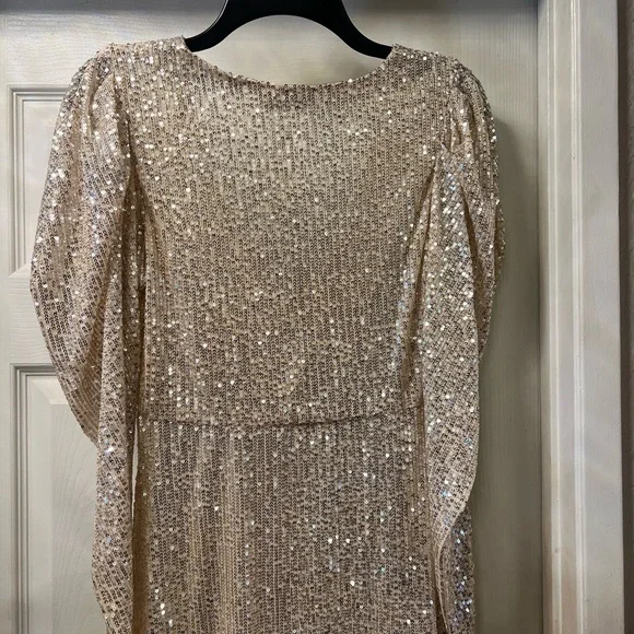 NEW ZARA SEQUIN GOLD COCKTAIL DRESS - Picture 8 of 12